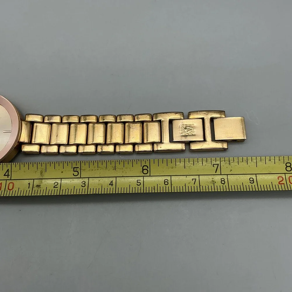 Anne Klein Womens Watch 32mm Champagne Dial Gold Tone Diamond New Battery 7.25